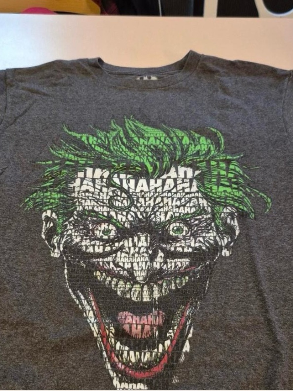 Batman Men's Graphic Tee - Dark Gray with Green and Red Accents